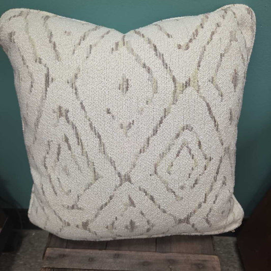 Upholstered Down Accent Pillow with Geometric Design