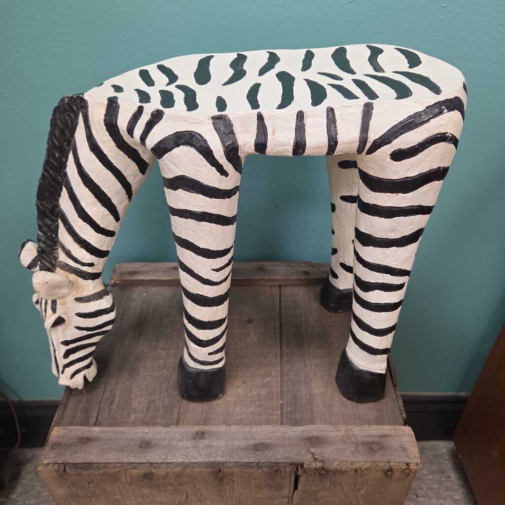 Vintage Resin African Zebra Plant Stand