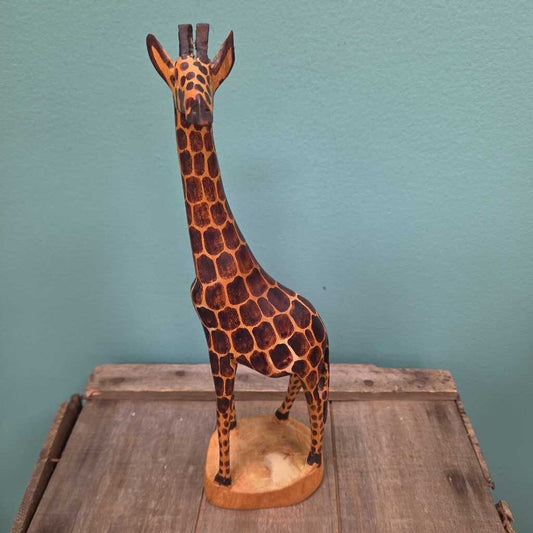 Hand Carved Wooden Giraffe Sculpture - Made in Kenya