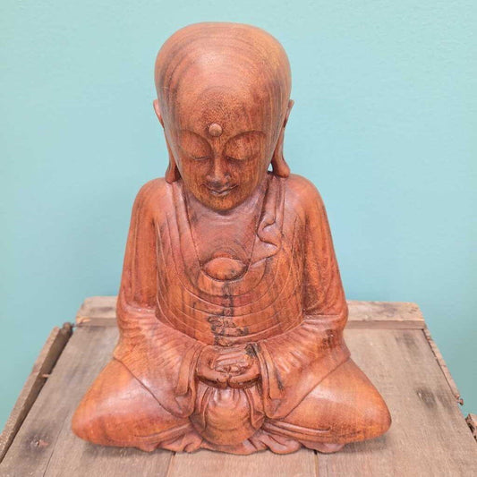 Hand Carved Saur Wood Samadhi Buddha - Novica Collection - Indonensia