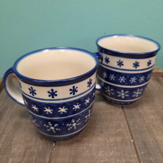 Boleslawiec Handmade Polish Pottery Snowflake Mug - Set of 2