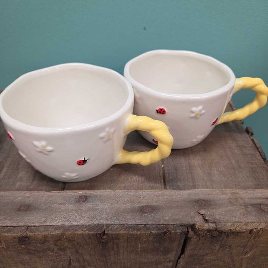 Sunday Morning Ceramics Ladybug Coffee Mug - Set of 2