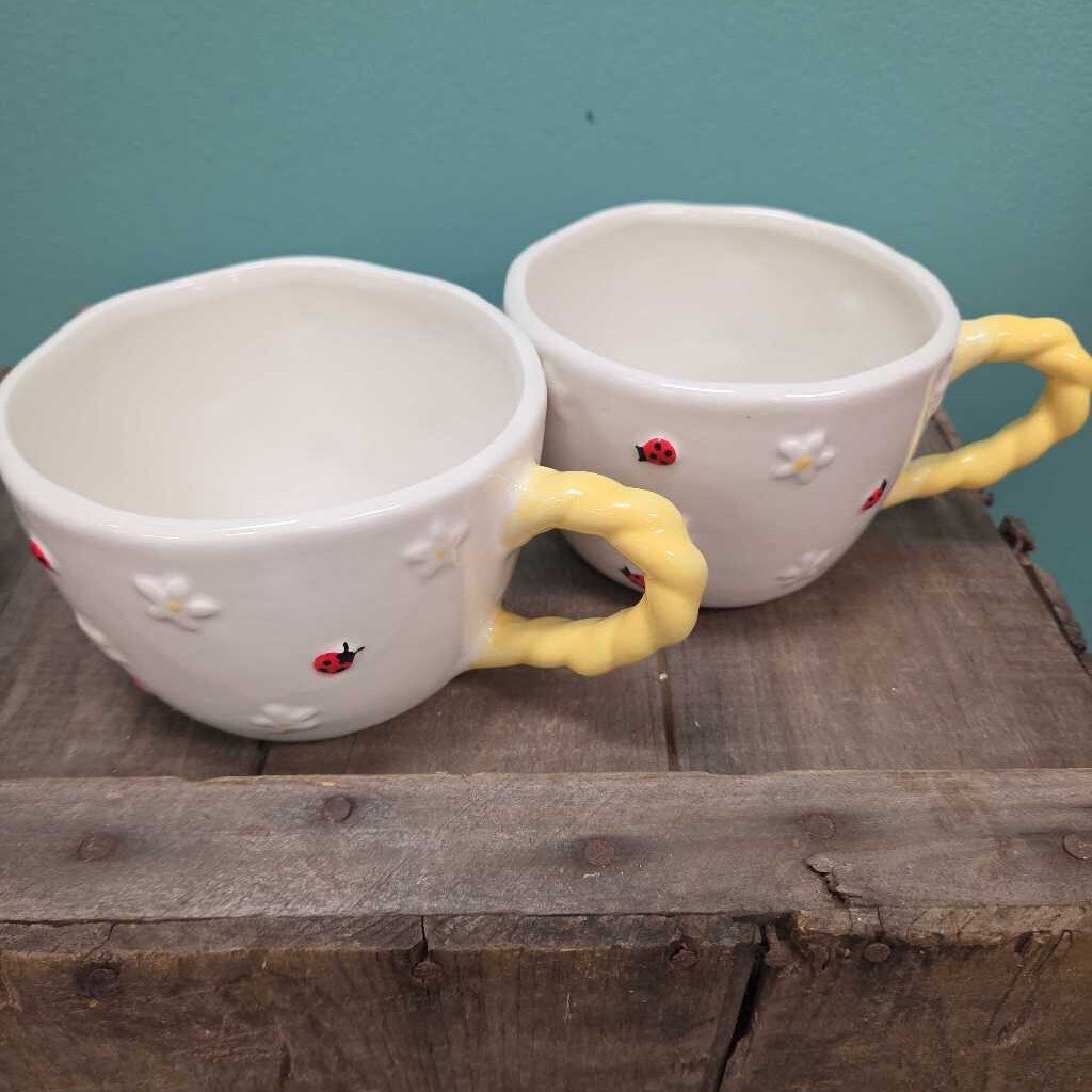 Sunday Morning Ceramics Ladybug Coffee Mug - Set of 2