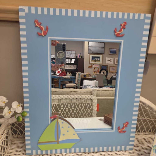 Child's Nautical Themed Wood Framed Mirror