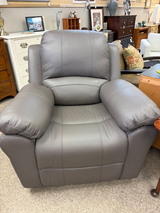 Gray Leather Power Recliner