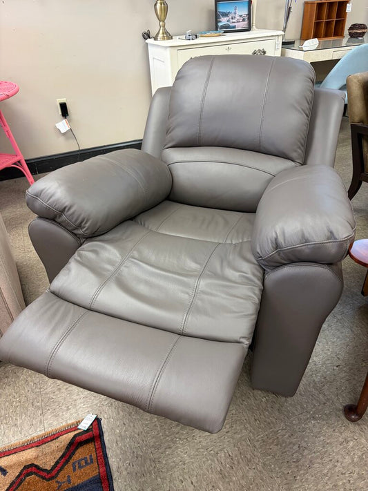 Gray Leather Power Recliner