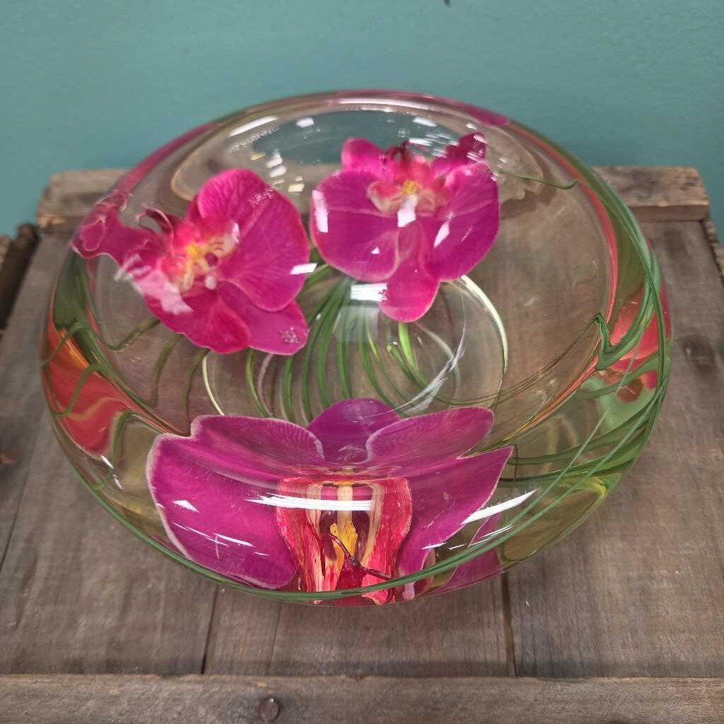 Emilo Robba Fuchsia Orchid Flower Bowl