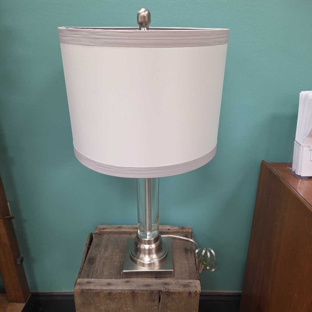 Contemporary Acrylic Table Lamp with Fabric Shade