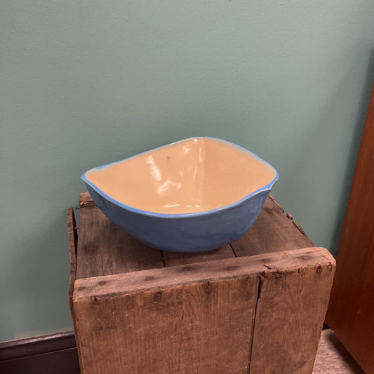 Blue Triangular Glazed Ceramic Mixing Bowl