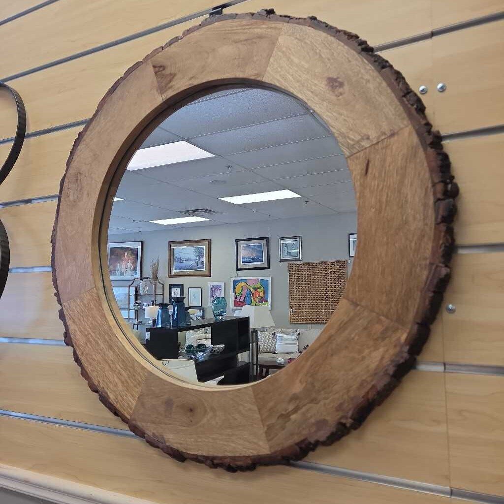 River of Goods Round Live Edge Wood Wall Mirror