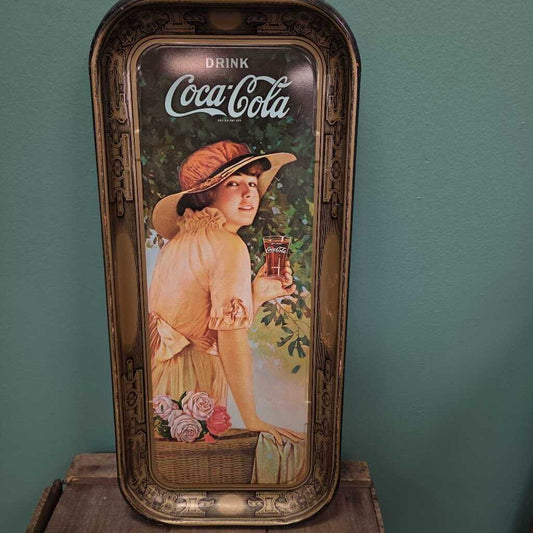 Vintage Coca-Cola Metal Serving Tray with Roaring 20s Flapper