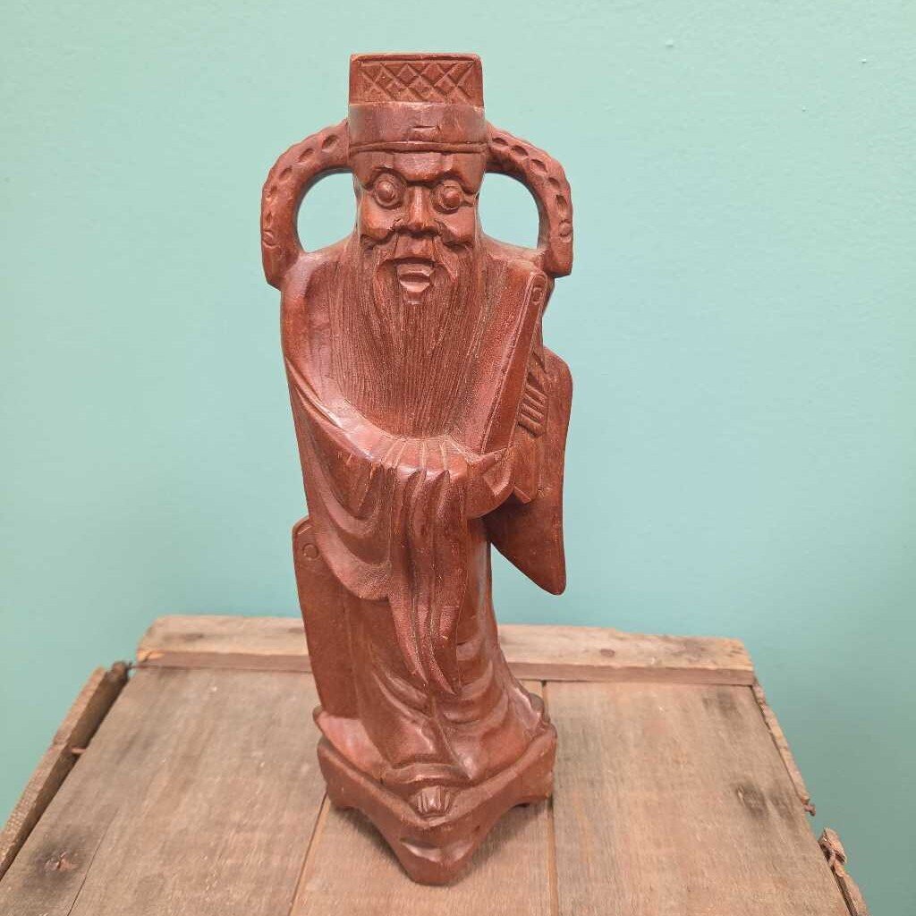 Wood Carved Confucious Statue