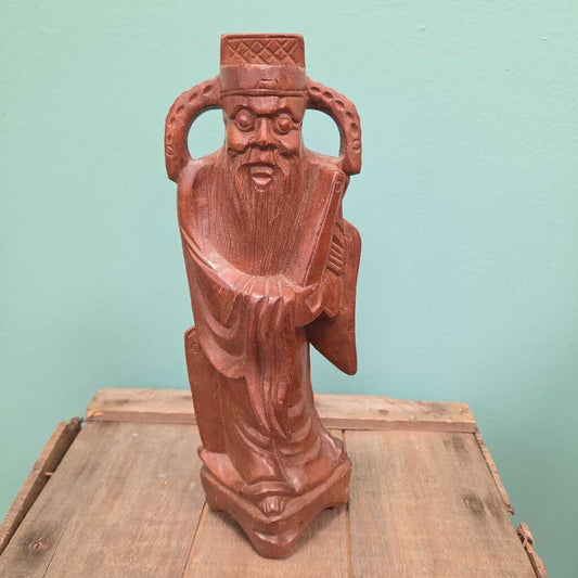 Wood Carved Confucious Statue