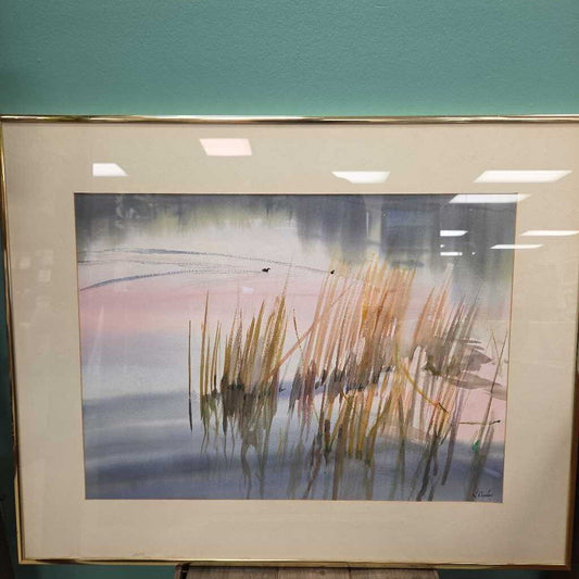 "Duck Country" - Original Watercolor on Paper by Lina Burley (Signed)