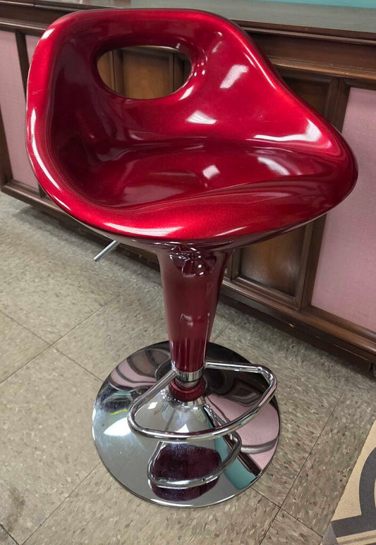 24" Retro Adjustable Swivel Chair with Chrome Pedestal Base