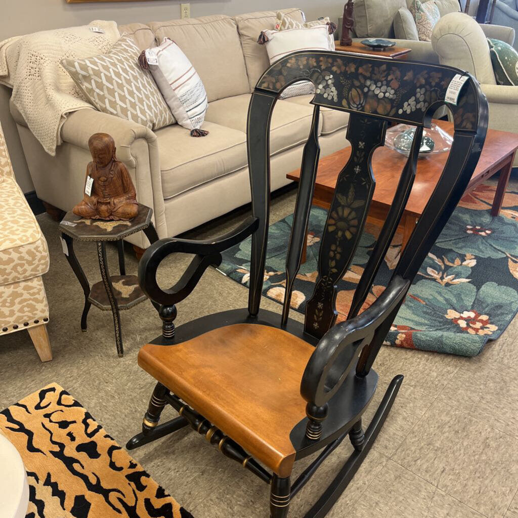Ethan Allen Balloon Back Homestead Black Hitchcock Style Rocker