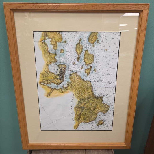 Facsimile Map - Cape Elizabeth, Portland, and Casco Bay 1888 (Custom Matted & Framed)