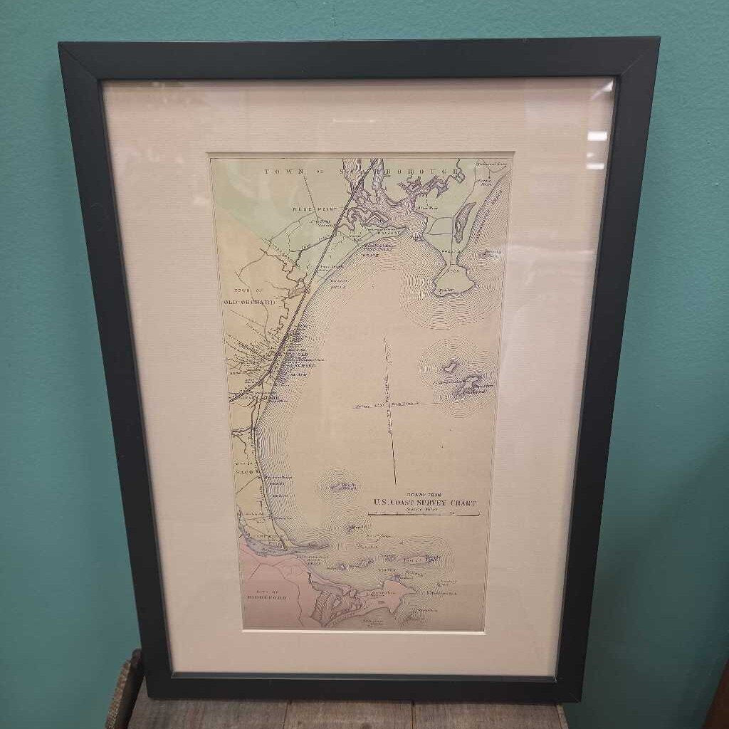 Facsimile Map "Scarborough, Saco, and Biddeford" 1888 (Custom Matted & Framed)