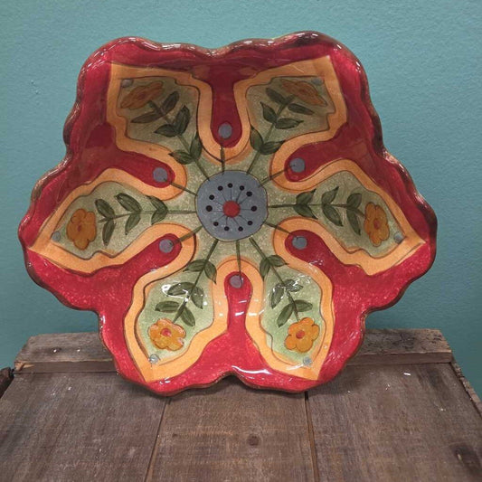 Pier 1 Imports Carynthum Hand Painted Earthenware Serving Bowl