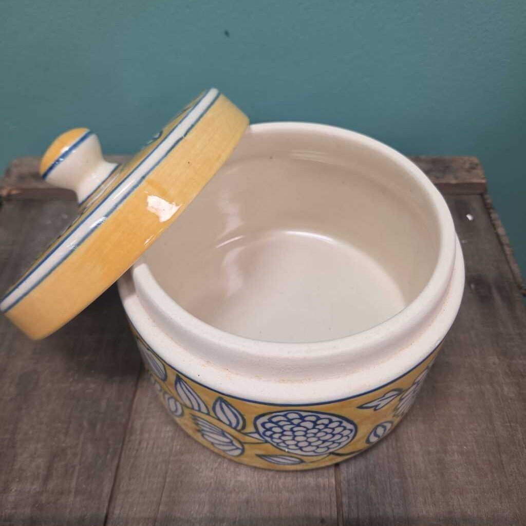 Hand Painted Ceramic Glazed Canister with Lid