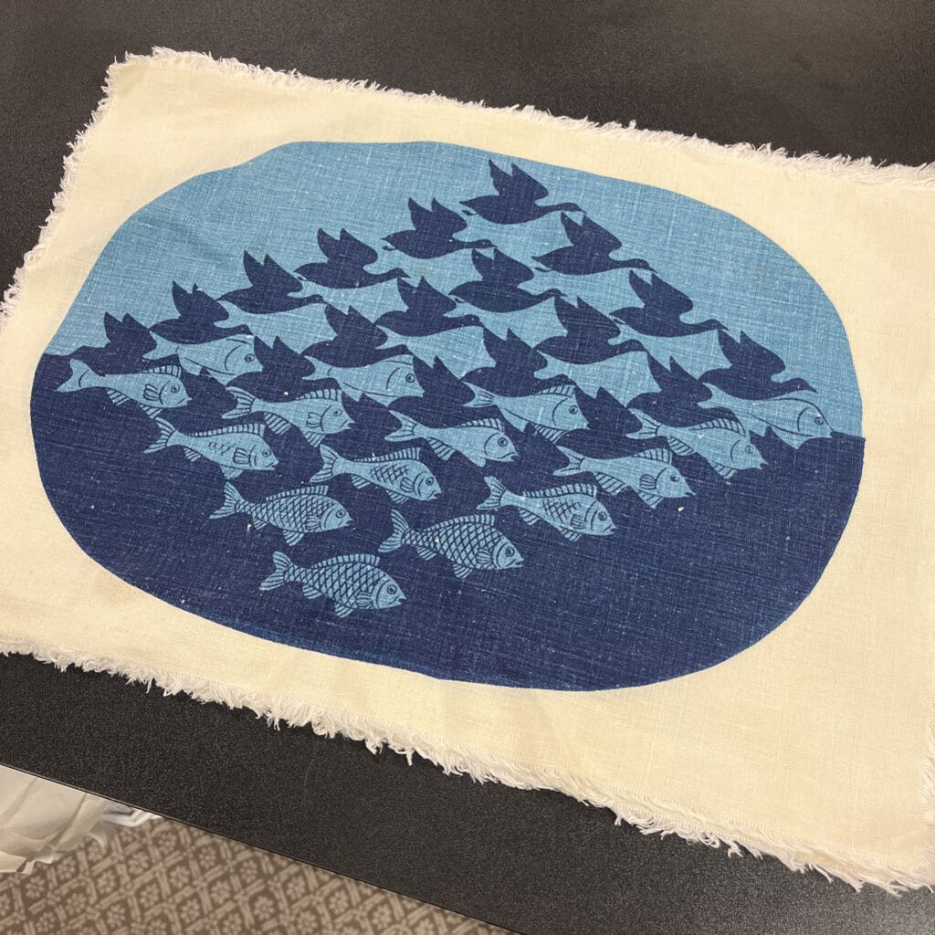Vintage Bird & Fish Tessellation Linen Placemats - Set of 6