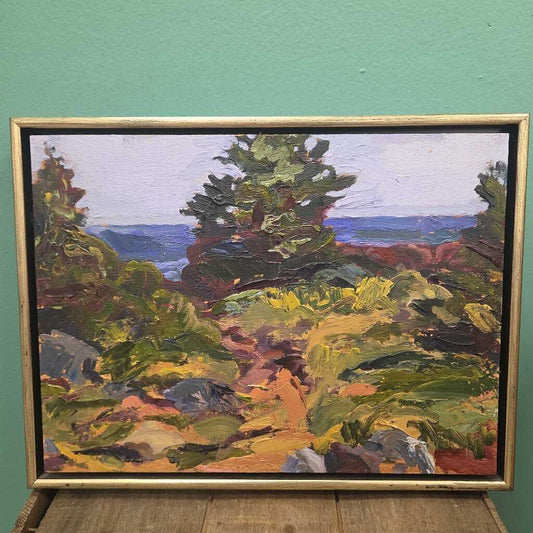 Monhegan Meadow - Oil on Wood by Michelle Hero Clarke (Signed)