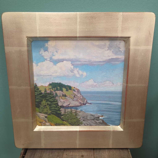 Rocky Coast by Liz Armstrong - Oil on Canvas in Silver Leaf Gold Frame