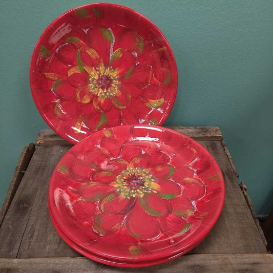 222 Fifth (PTS) "Azalea Red" Salad Plate - Set of 3