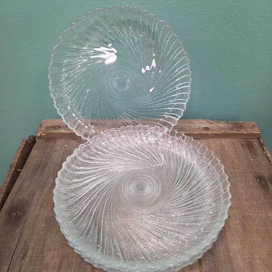 Vintage Arcoroc Seabreeze Swirl Glass Salad/Dessert Plate - Set of 4