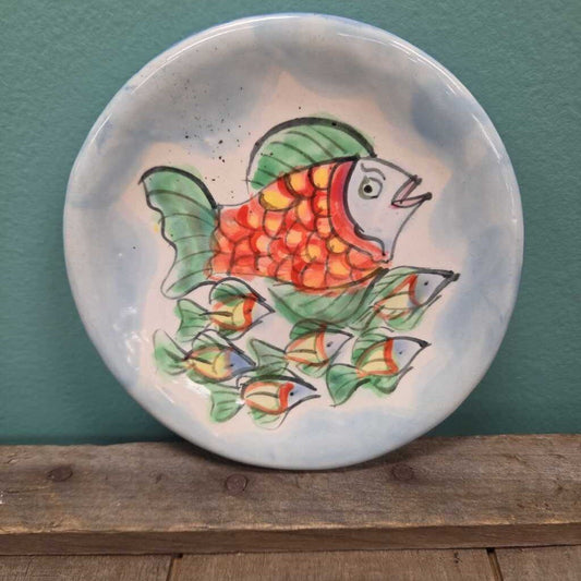 Hand Painted Ceramic Dish with Fish Design