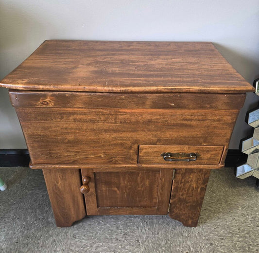 Vintage Dry Sink Pine Cabinet with Hinged To