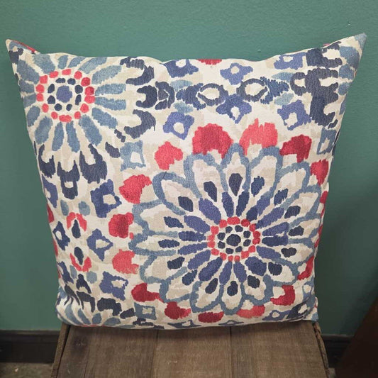 Blue & Red Floral Accent Pillow (2 Available)