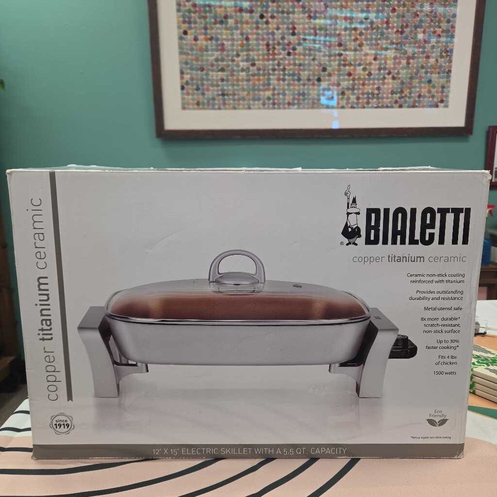 BIALETTI 12x15" Copper Titanium Non-Stick Electric Skillet