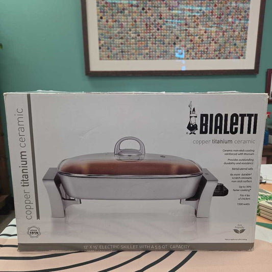 BIALETTI 12x15" Copper Titanium Non-Stick Electric Skillet