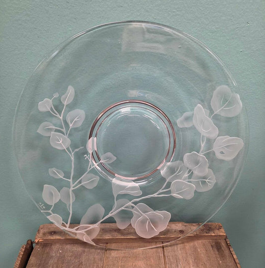 Dorothy Thorpe "Ivy Leaves" Etched Glass Tray
