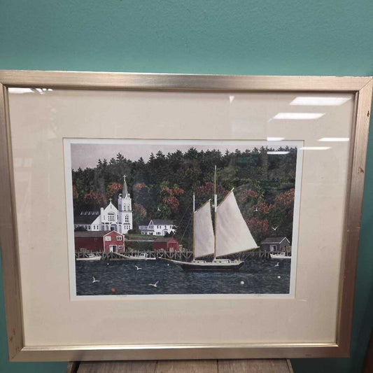 Sailboat Harbor Scene - Print 149/400 by Joseph Cousins