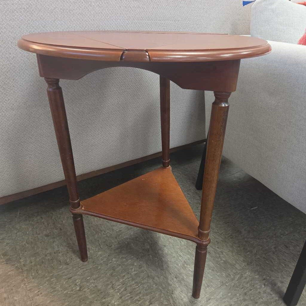 Bombay Company Triangular Drop-Leaf Wood Accent Table