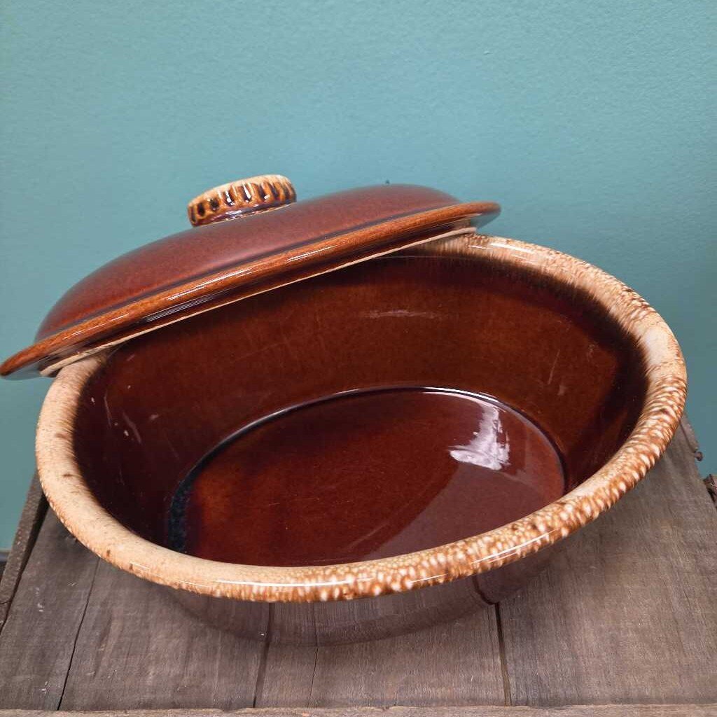 Hull Pottery Brown Dip Ceramic Oval Casserole Dish w/Lid - 2 Available