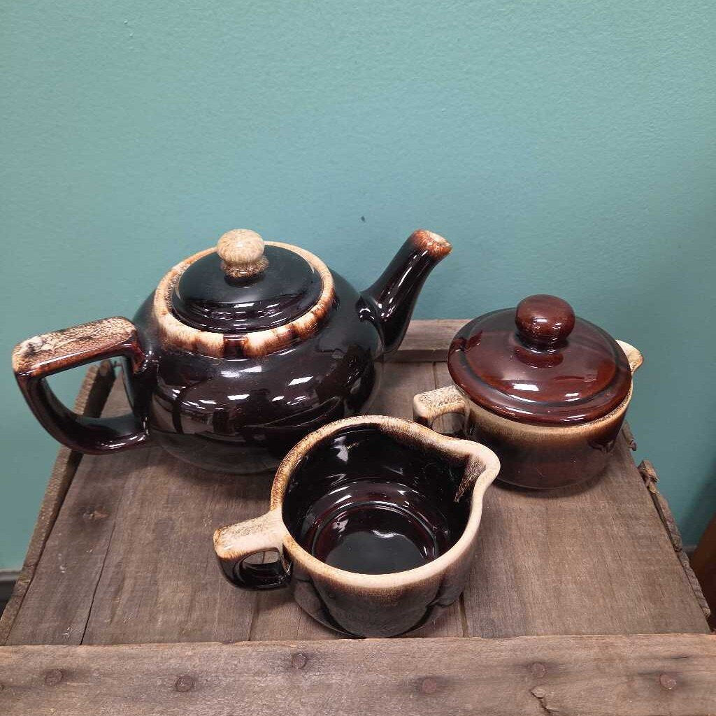Pfaltzgraff Ceramic Teapot, Creamer, and Sugar Bowl