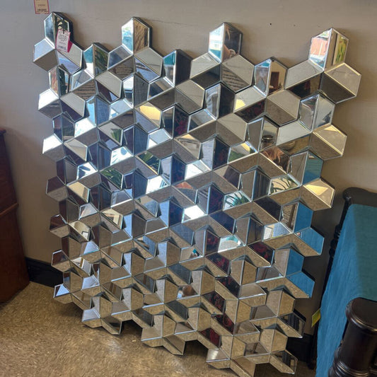 Mid-Century Modern Hexagonal Mirror Wall Art