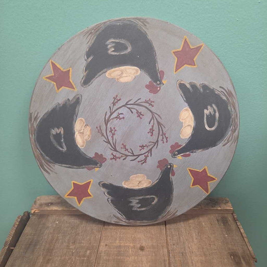 Hand Painted Rooster Folk Art Lazy Susan