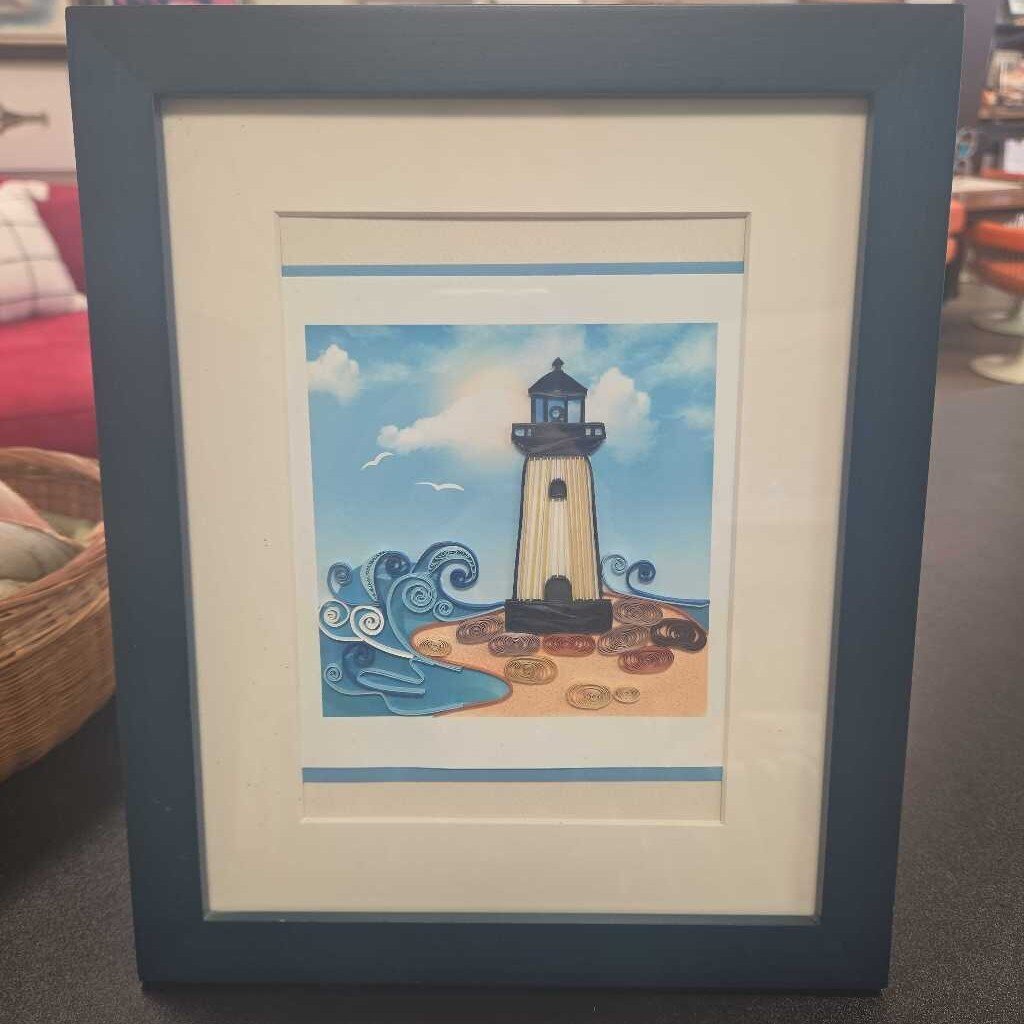 Framed Paper Art Card - Lighthouse and Ocean