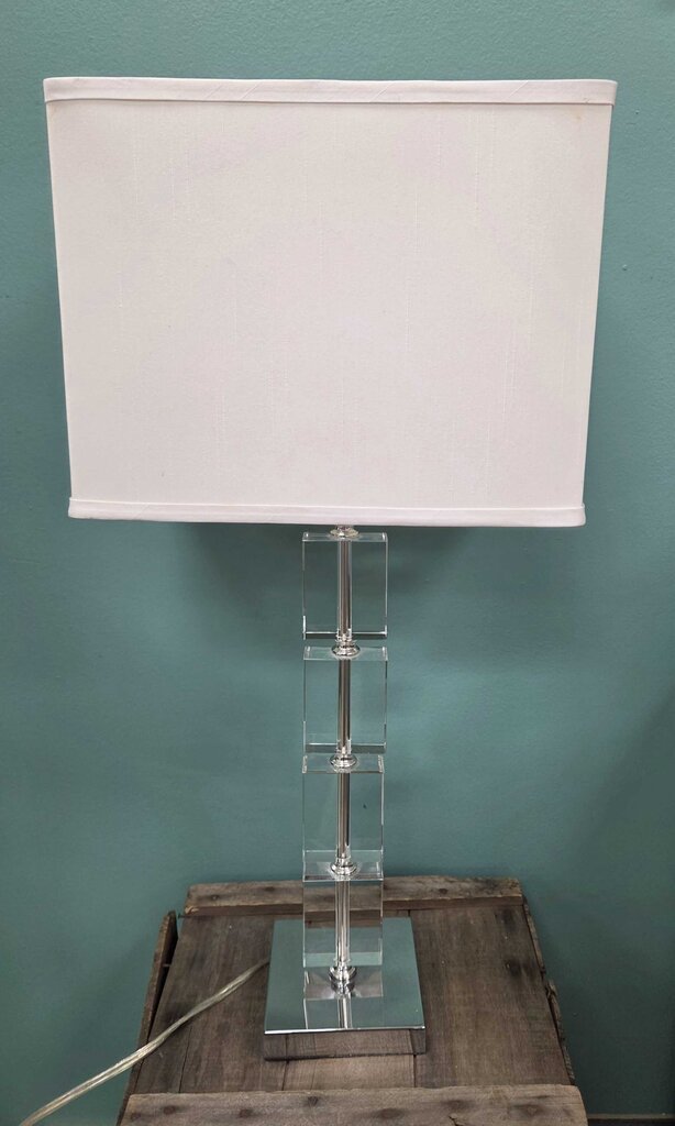 Modern Clear Acrylic Table Lamp with Fabric Shade