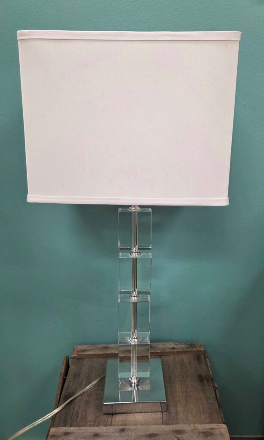 Modern Clear Acrylic Table Lamp with Fabric Shade