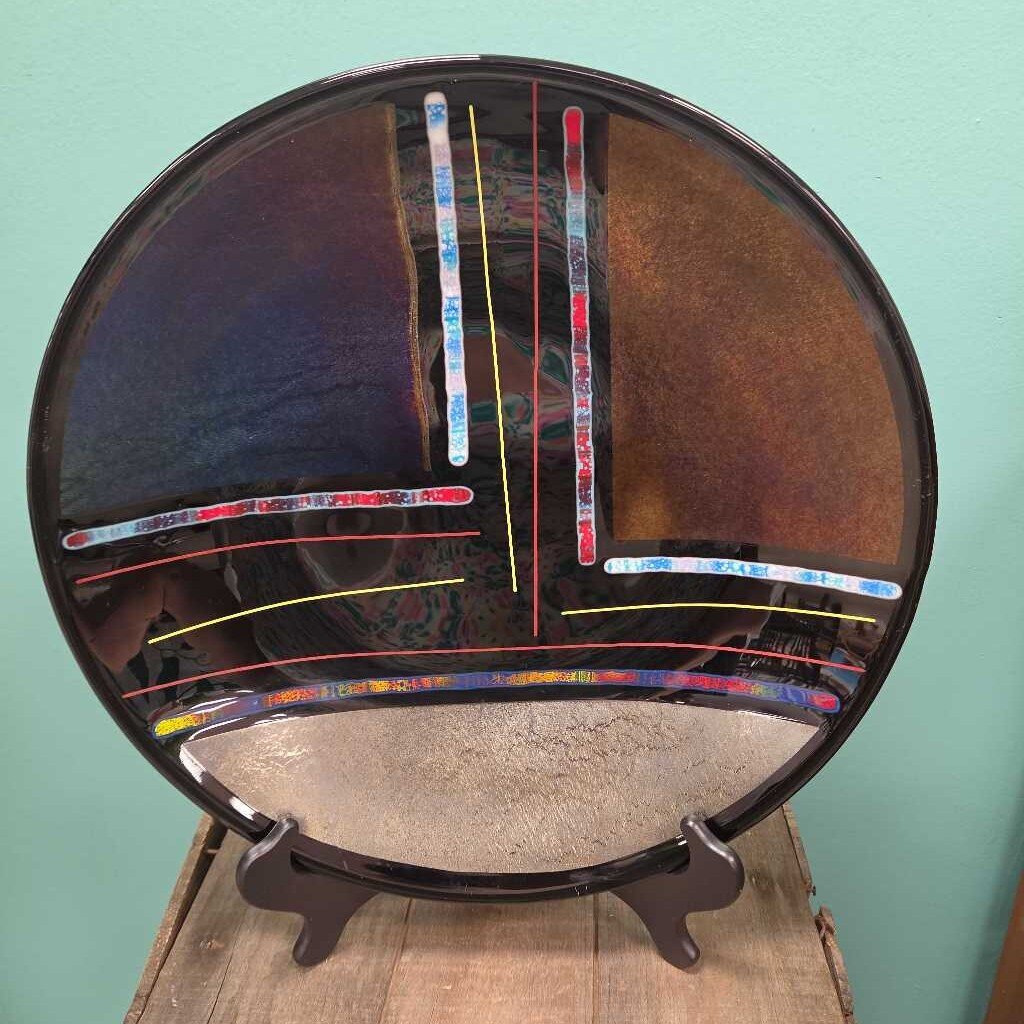 Fused Art Glass Plate with Abstract Design