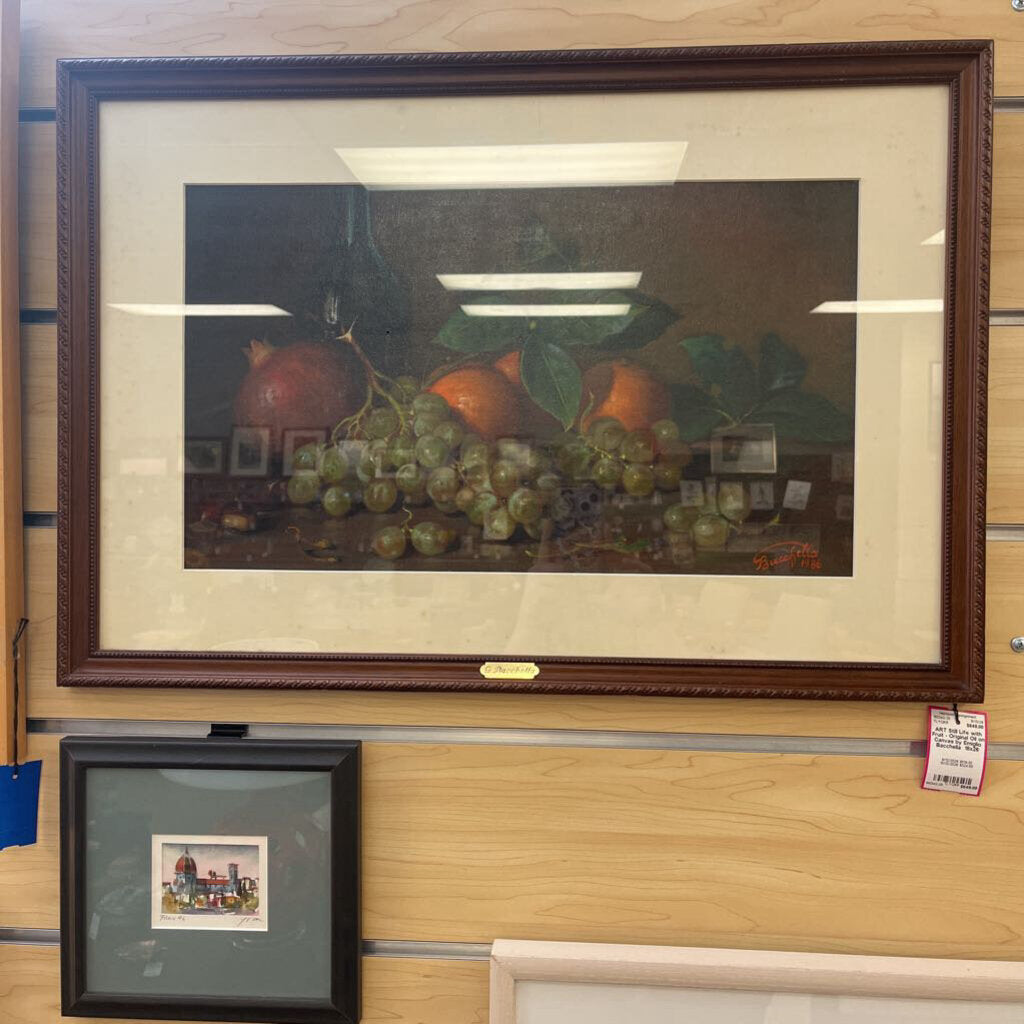 Still Life with Fruit - Original Oil on Canvas by Emiglio Bacchella