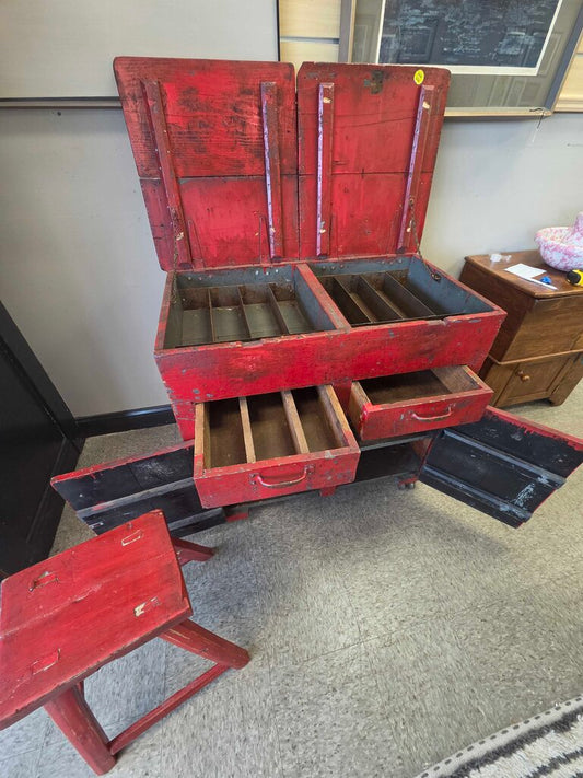 Industrial Workshop Multi Cabinet with Lift Top & Stool