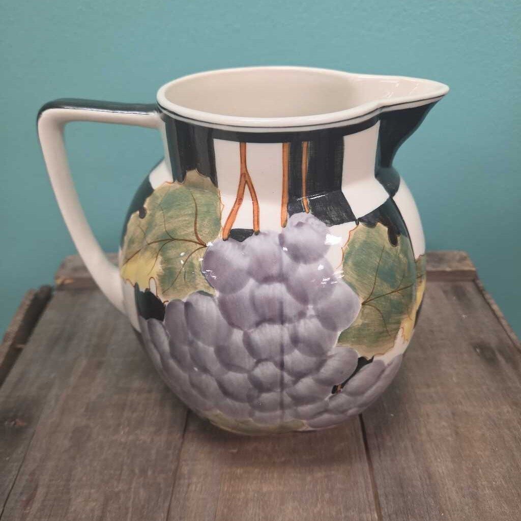 Laura Ashley Ceramic Hand Painted Grape Pitcher