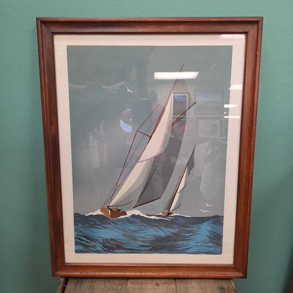 Sailboats Framed Print by J. Shaw