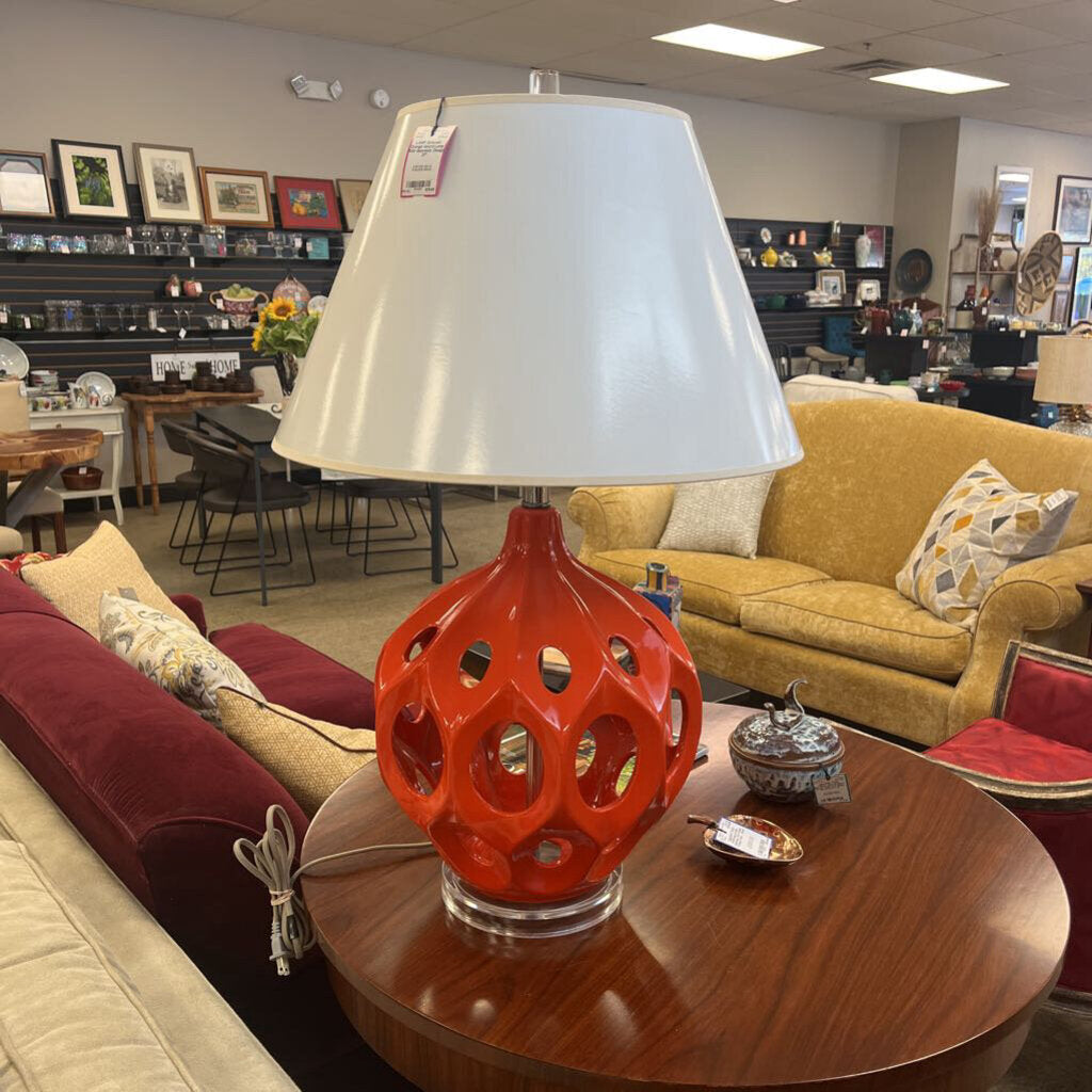 Safavieh Orange Gourd Lamp With Geometic Design